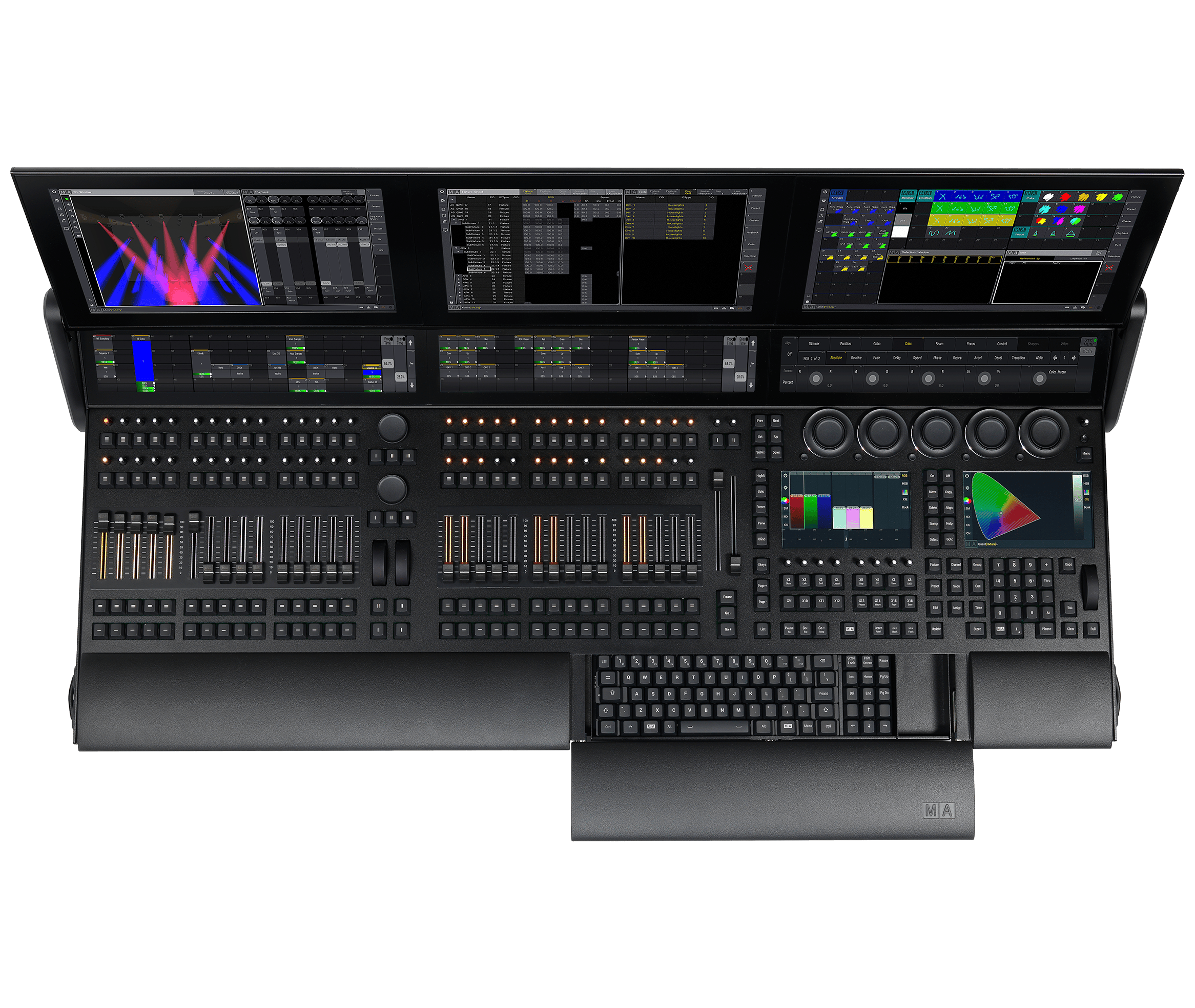 grandMA3 full-size - The three letterbox screens